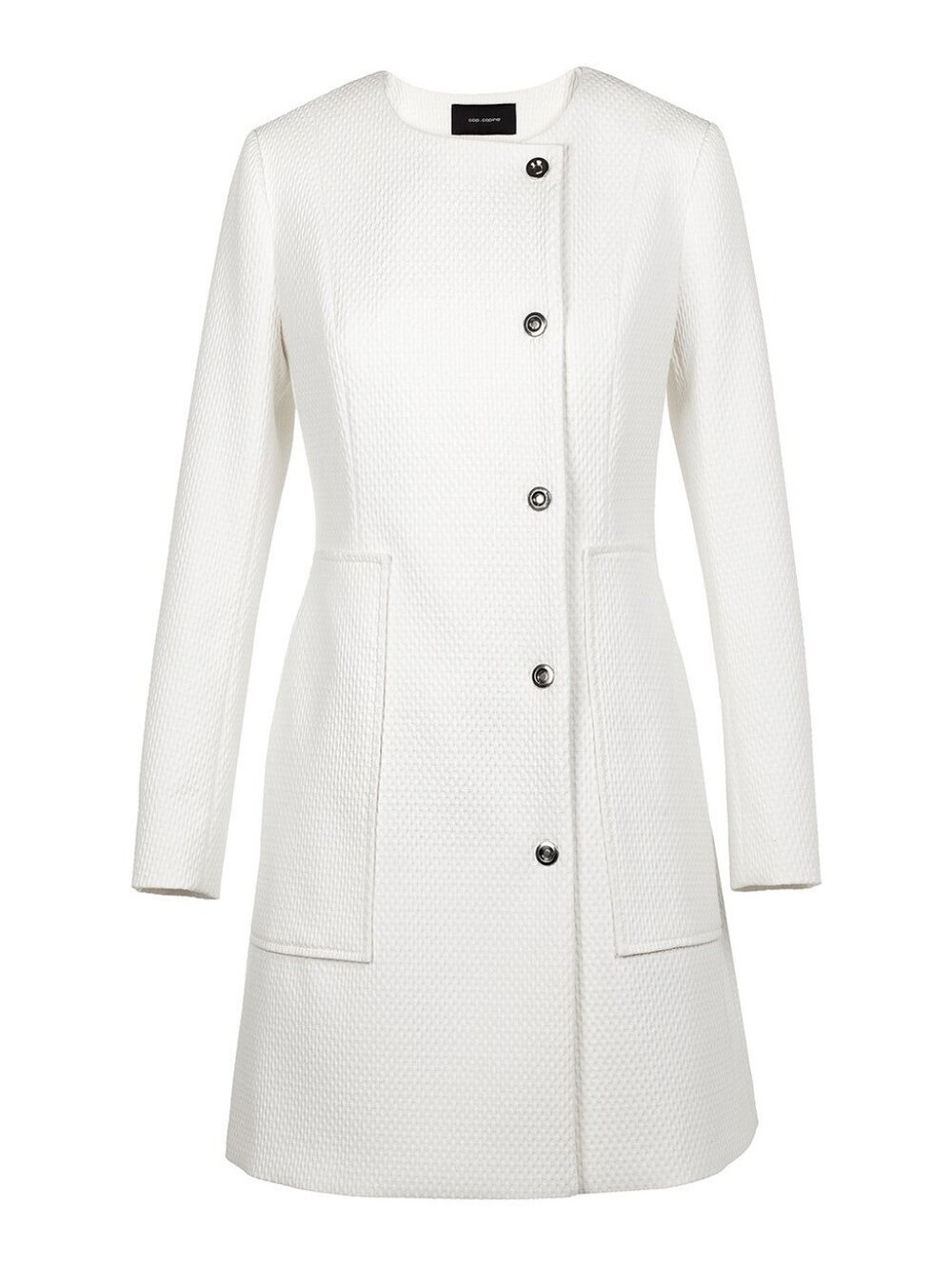 Cop.Copine Bonheur Textured White Longline Coat
